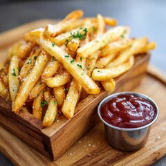 Fresh and delicious food displayed on a clean plate, including colorful vegetables, tender meat, and ripe fruits. The appetizing food is arranged neatly, highlighting its freshness, taste