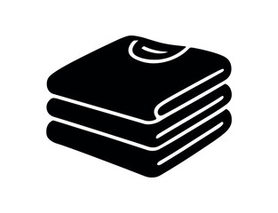 folded clothes pile flat black solid vector illustration isolated on white background