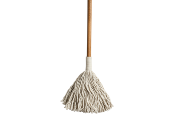 Realistic Floor Mop with Wooden Stick Clip Art Isolated on Transparent Background