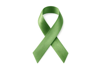 Green awareness ribbon honoring mental health day, raising support for mental illness, trauma, stress, and anxiety