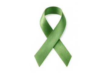 Green awareness ribbon honoring mental health day, raising support for mental illness, trauma, stress, and anxiety