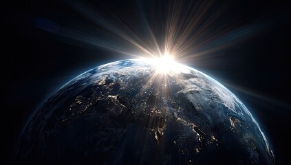 Earth Sunrise From Space Stunning View.