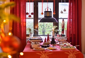 Traditional Swedish Christmas food. Traditional buffet.