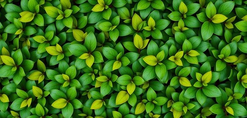 A vibrant seamless pattern of lush green boxwood leaves viewed from above, garden, plant pattern