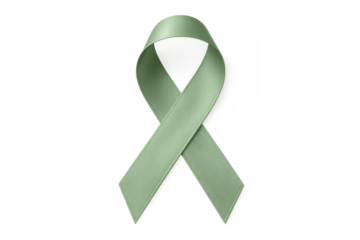 Green awareness ribbon symbolizing mental health, organ donation, cerebral palsy, and support for charitable causes