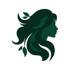 Dark green hair beauty vector