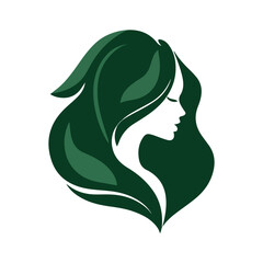  Green hair woman silhouette logo