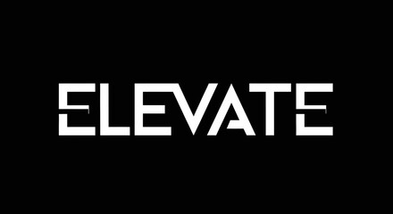 The word ELEVATE in a stylized font on a black background.