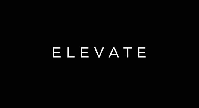 The word ELEVATE in a modern, white, sans-serif font on a solid black background.