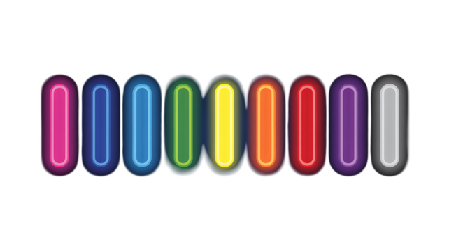 Row of Neon Lights in Rainbow Colors Against Black Background PNG Design on Transparent Background - Powered by Adobe