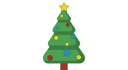Festive Christmas tree illustration with colorful ornaments and a star, perfect for holiday greetings