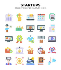 Startup Icons. A vibrant collection of 25 flat design icons. perfect for business and marketing projects.