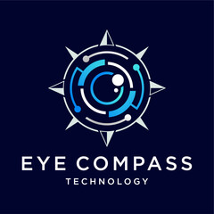 Eye Compass Technology Logo Design with Compass and Eye Elements.