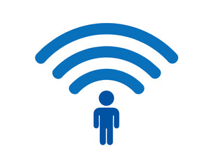 Minimalist vector illustration of person with Wi-Fi signal symbolizing internet connection