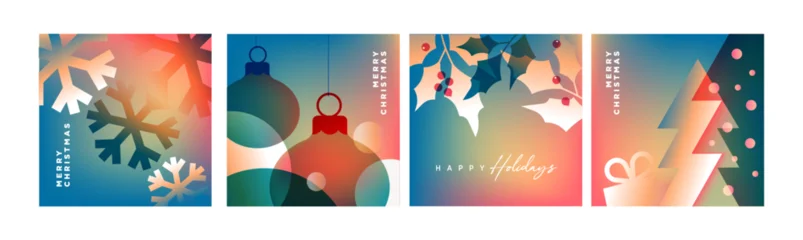 Fotobehang Leder Merry Christmas and Happy New Year. Vector illustration templates for holiday greeting card, background, website and social media banner, marketing material.  © PureSolution