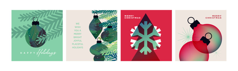 Fototapeta na wymiar Christmas and New Year cards. Vector illustrations for holiday greeting card, background, website and social media banner, marketing material.