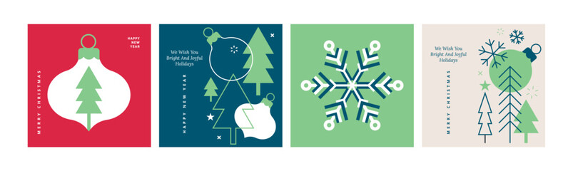 Fototapeta na wymiar Merry Christmas and Happy New Year. Vector illustration templates for holiday greeting card, background, website and social media banner, marketing material.