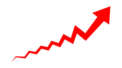 Red Upward Arrow Growth Chart Symbol. Business Success Increase Financial Graph Vector Illustration