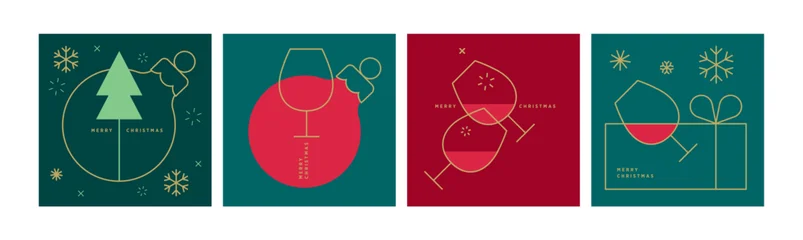 Fotobehang Sportwinkel Christmas and New Year cards. Vector illustrations for holiday greeting card, background, website and social media banner, marketing material.  © PureSolution