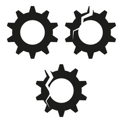 Industrial gears parts. Cog wheels mechanism. Black machinery Vector. Technology engine symbol.