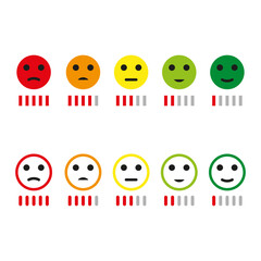 Emoticon rating scale. Customer satisfaction Vector faces. Five mood levels. Feedback survey chart.