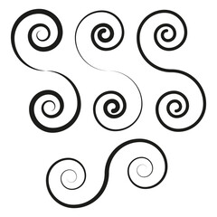 Curling scroll ornament. Elegant swirl Vector. Black decorative lines. Simple calligraphic element.