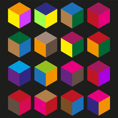 Obraz premium Colorful cube shapes. Isometric geometric blocks. Abstract design elements. Vector three dimension pattern.
