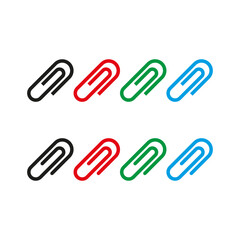 Obraz premium Paper clip icon. Office supply Vector. Multicolored binder detail. Simple stationery symbol.