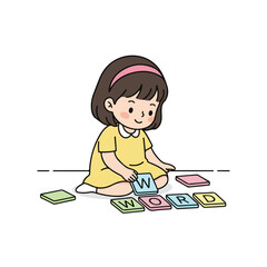Girl coloring drawing at home