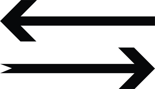 Black arrows pointing in opposite directions on white background