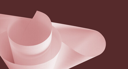 Long sheets of paper from a roll of pink tone.