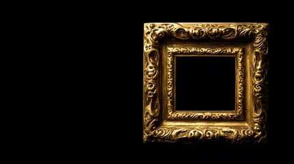 baroque. Ornate golden frame on dark velvet, showcasing intricate baroque details and luxurious texture. event programs, museum guides, designed for cultural heritage projects and event programs.