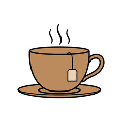 Coffee cup brown flat vector