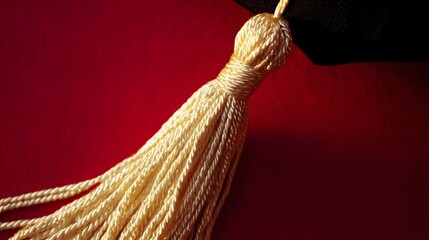 scholar. A graduation cap with a tassel, isolated on a solid red background. event programs, museum guides, designed for cultural heritage projects and event programs, preserves heritage.