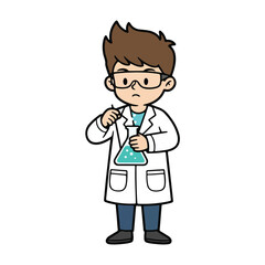 Boy scientist flat cartoon vector