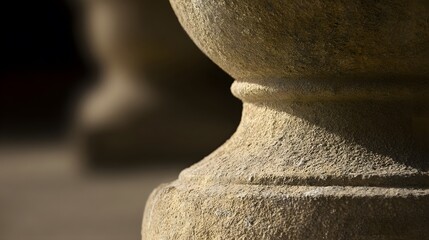 classical. Detailed view of a classical stone pillar with intricate textures and subtle shadows, highlighting architectural beauty. real-estate listings.
