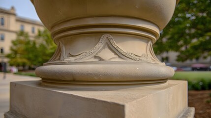 classical. Detailed view of a classical stone pillar with intricate textures and subtle shadows, highlighting architectural beauty. real-estate listings.