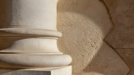 classical. Detailed view of a classical stone pillar with intricate textures and subtle shadows, highlighting architectural beauty. real-estate listings.