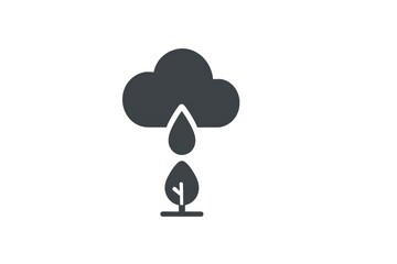Cloud raining water droplets on small plant growth concept