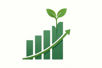 Green growth chart with plant sprout symbolizing sustainable business success