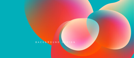 Abstract vibrant shapes overlap. Colors blend, creating dynamic visual effect. Modern design, smooth gradients dominate composition.
