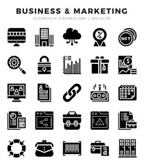 Business & Marketing icons Pack. Glyph icons set. Business & Marketing collection set.
