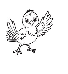 kids’ coloring pages, kids, coloring, pages,, Cheerful bird spreads its wings happily while standing with a transparent background