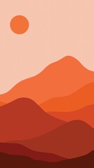 Vibrant Orange Sunset Minimalist Desert