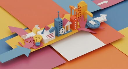 Colorful Paper Cutout Art - Innovation, Technology, and Modern Design.