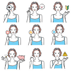 キャミソール姿の女性の表情いろいろ　ノーマル3