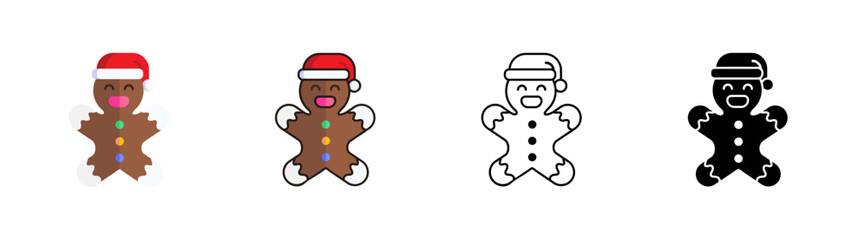 Gingerbread Man Christmas Icon Set