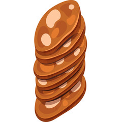 Stack Of Brown Pancakes With Light Creamy Filling In The Middle Isolated On A White Background