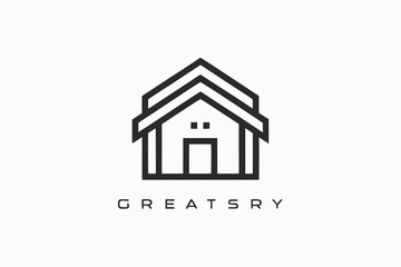 Fototapeta premium real estate company logo with house and roof design