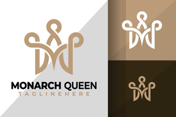 Letter M Queen Logo Icon Vector Design Illustration